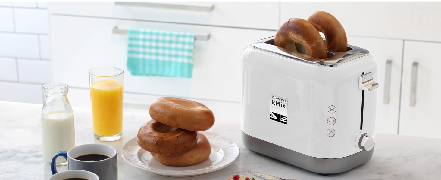 Тостер Kenwood kMix TCX751WH - 2 відділення, 900 Вт, Білий - Електричний тостер для дому
