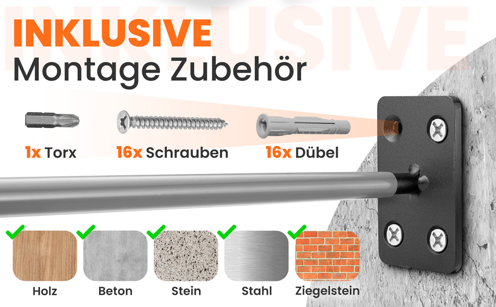 Набір кріплень для шин JK Trade® (4 шт.) для автомобілів, з гвинтами та дюбелями, захист для дисків, гачки для кріплення до стіни, 40 кг, сірий