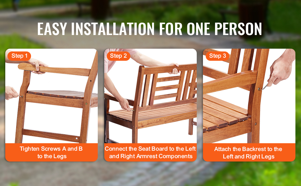 Металева лавка VEVOR для саду та тераси, 122 см, на 3 особи, з підлокітниками та спинкою, вінтажний стиль