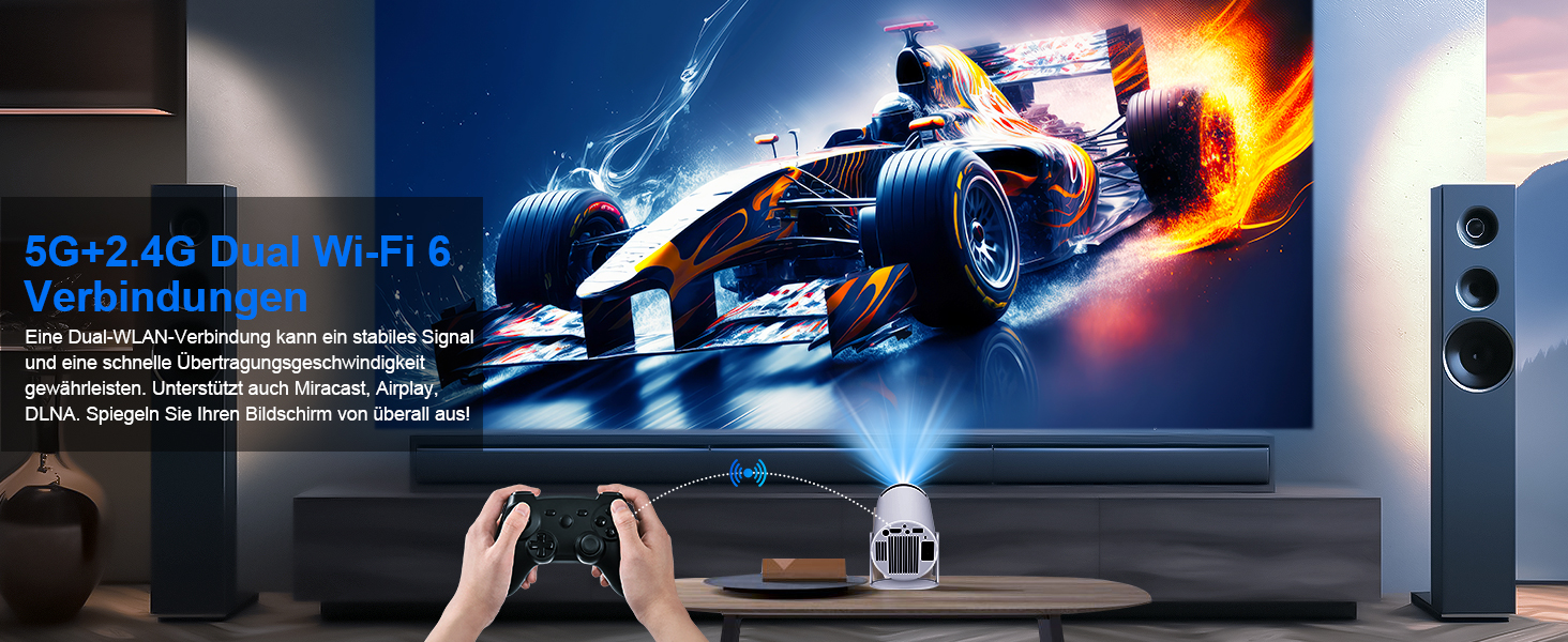 Портативний проєктор Mini Beamer 4K з Android 11: Smart, електричний фокус, 5G WiFi 6, BT 5.0, Full HD 1080P, 260ANSI, авто-корекція трапецеїдальних спотворень, 5W динамік