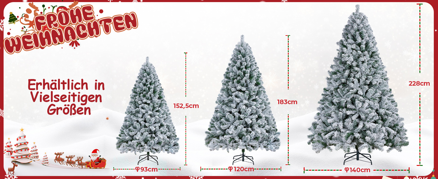 Штучна ялинка Yaheetech зі снігом 183 см (діаметр 120 см), 820 гілок, з металевим підставкою, швидкий монтаж, складана ялинка для дому