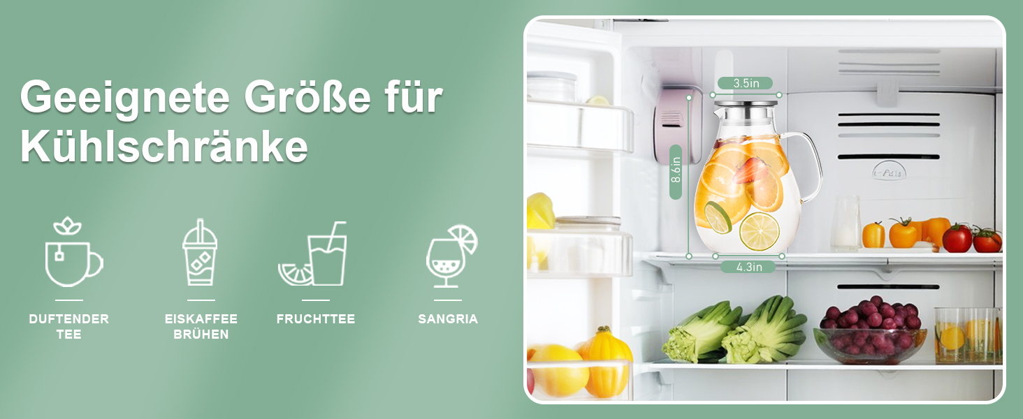 Скляна карафа SUSTEAS 2.5 л з кришкою та носиком: для води, еспресо, соку, вина
