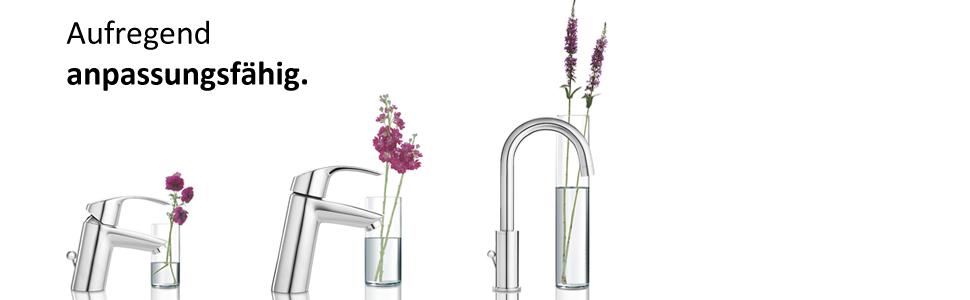 Змішувач для ванної кімнати Grohe Eurosmart, водозберігаючий, хром, з витяжною системою, 15 см, проста установка