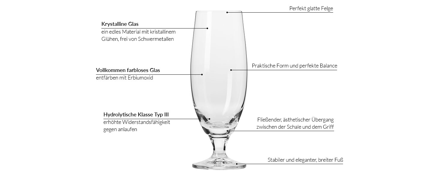 Склянки для пива Krosno Biergläser 500 мл, набір 6 шт. Універсальні склянки для пива та крафтового пива, елегантний дизайн 