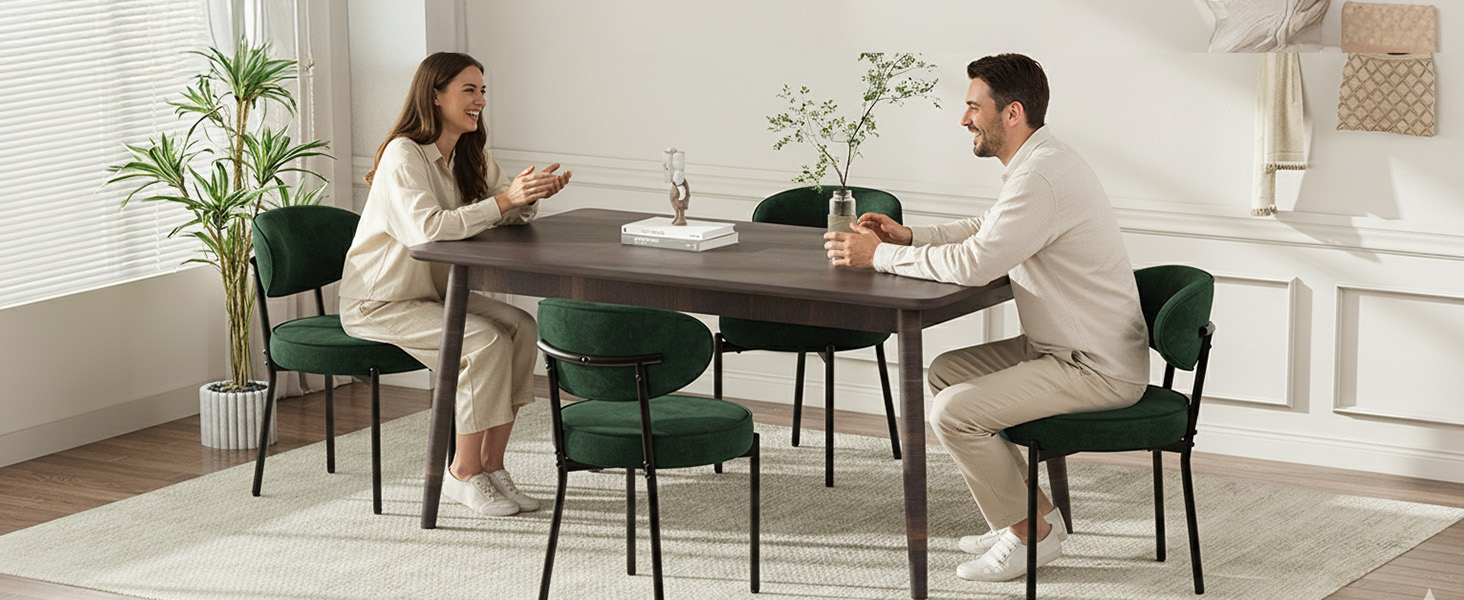 Обідні стільці COLAMY з м'яким сидінням 10 см – Сучасні крісла з плюшевої тканини Teddy, з міцним металевим каркасом – для кухні та вітальні, білий (зелений, набір 2 шт)