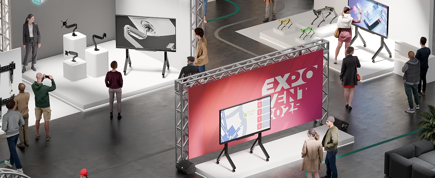 ONKRON Телевізійна стійка на коліщатках для телевізорів 70-110 дюймів, до 125 кг, з полицею, VESA 200x200-1000x800, чорна TS2081-B TS2081