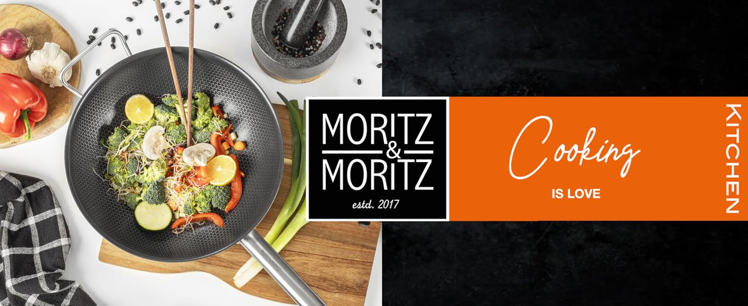 Вафельниця Moritz & Moritz з нержавіючої сталі 30 см з керамічним покриттям нового покоління - підходить для всіх типів плит - антипригарний вок з комірчастою структурою для смаження, тушкування та варіння без кришки