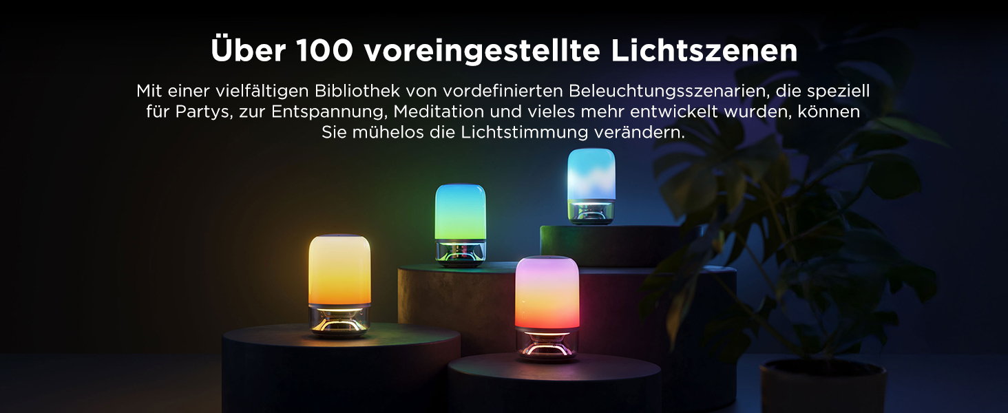 Govee LED лампа з колонкою JBL, Matter-сумісна, акумуляторна, 16 музичних режимів та 100+ сцен