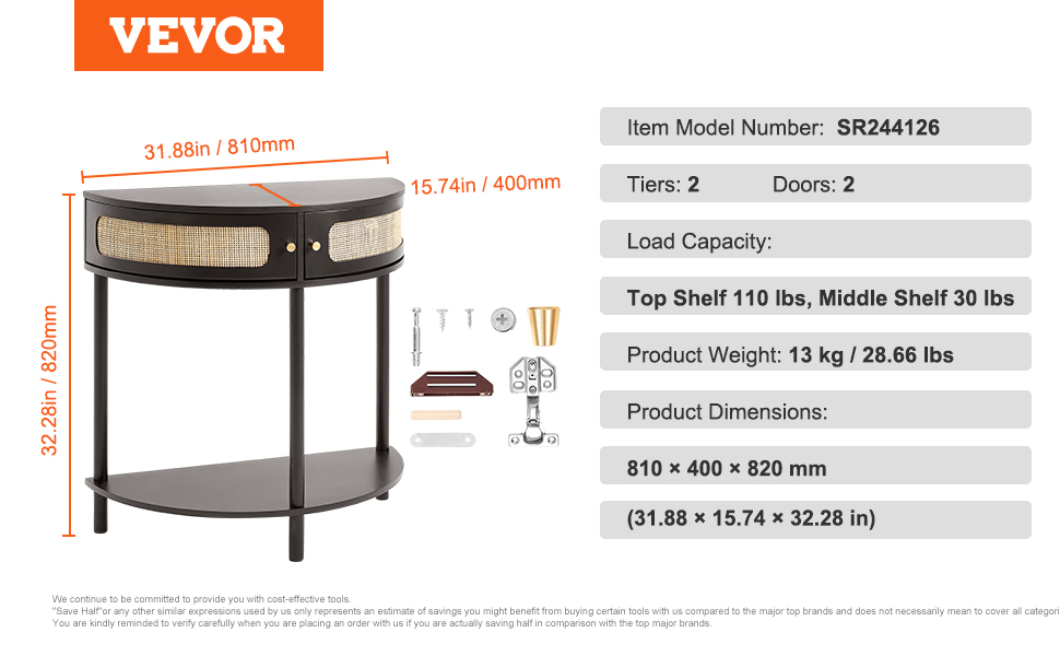 Консольний столик VEVOR з ротангу з натуральним ротанговим фасадом, 2 висувні ящики, чорний | для вітальні, робочого кабінету, передпокою
