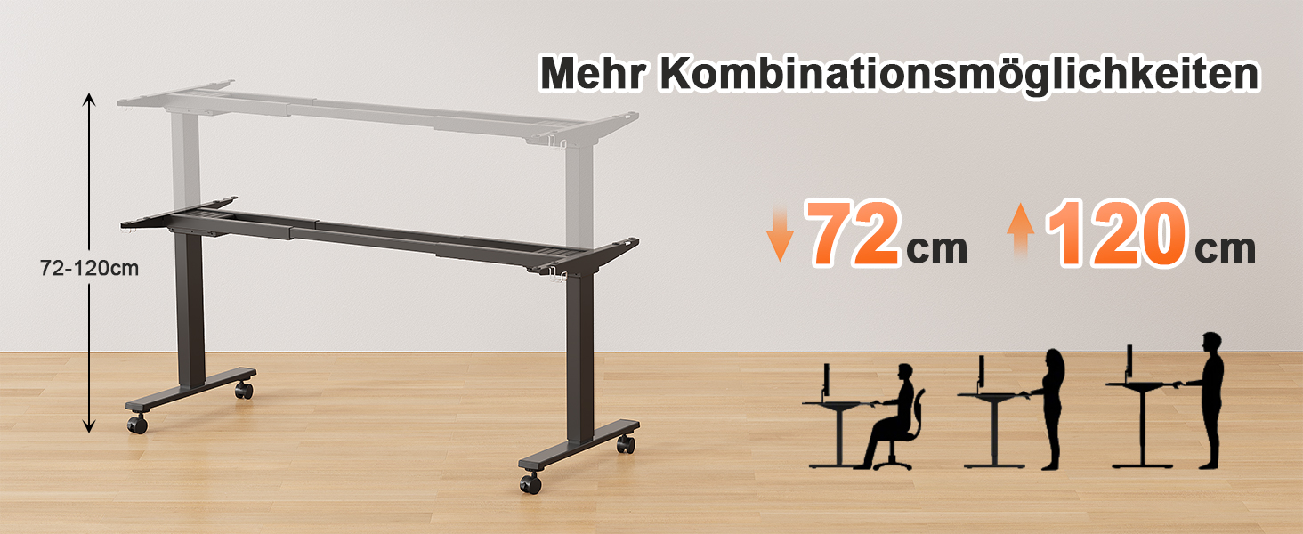 Регульований стіл JUMMICO з міцним металевим каркасом та 2 моторами, 3 режими пам'яті, для сидячої та стоячої роботи (білий), 100 x 140 см, чорний