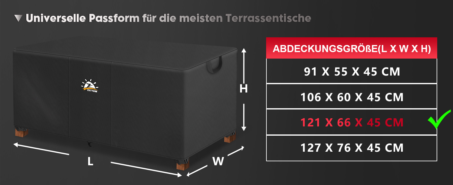 Чохол для садово-патіо меблів Zettum 121x66x45 см, водонепроникний, 600D Oxford PU, захисна накидка для саду та тераси