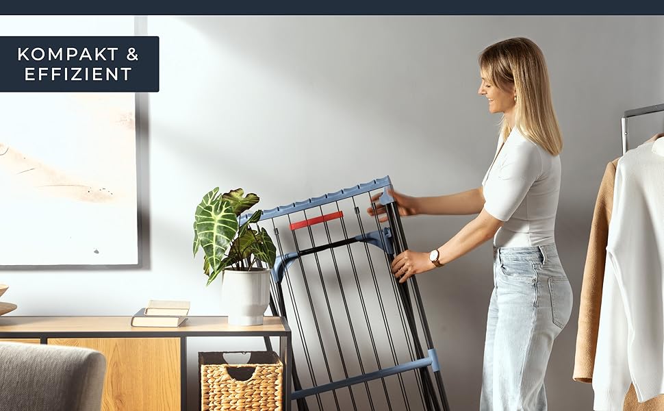 Розкладна сушарка для білизни Phoenix XXL – 20 м сушильної поверхні, чорна, стабільна, з клямками