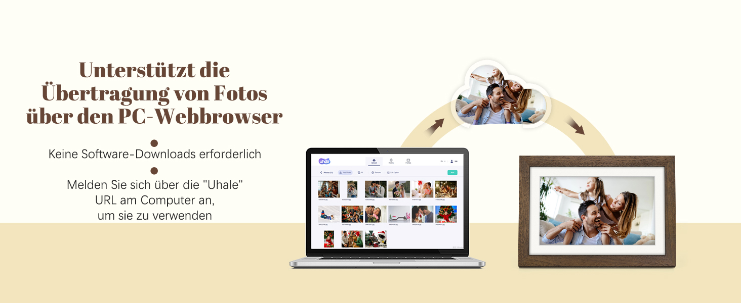 Цифровий фоторамка Eptusmey 10.1 дюймів з Wi-Fi, дерев'яний корпус з дуба, 32GB, HD IPS сенсорний екран 1280x800, відтворення фото/відео через Uhale APP, подарунок для чоловіків та жінок, колір A-Білий