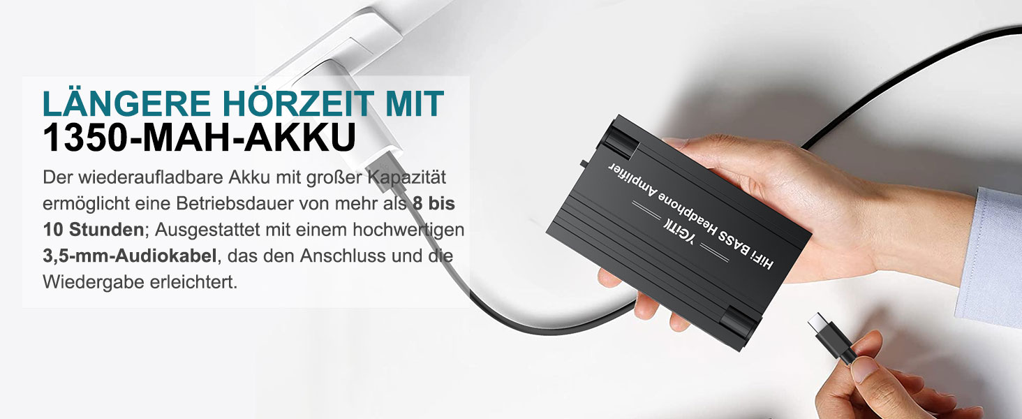 Портативний підсилювач для навушників YGiTK HiFi BASS, вихід 3,5 мм, 16-600 Ом, акумуляторний для MP3/ПК/телефону