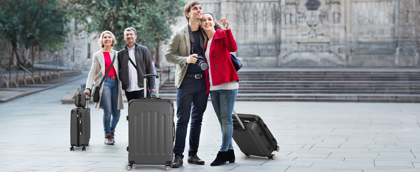 Набір валіз LEADZM 3 шт. з захистом кутів, ABS, телескопічний ручка, ручна поклажа (Бургунді)