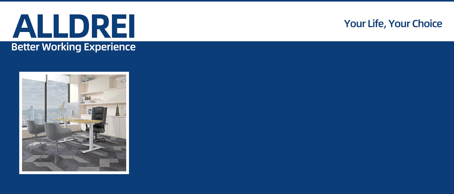 Електричний столик для роботи з регулюванням висоти ALLDREI, 2 мотори, Type-C порт, 4 пам'яті, телескопічний, чорний
