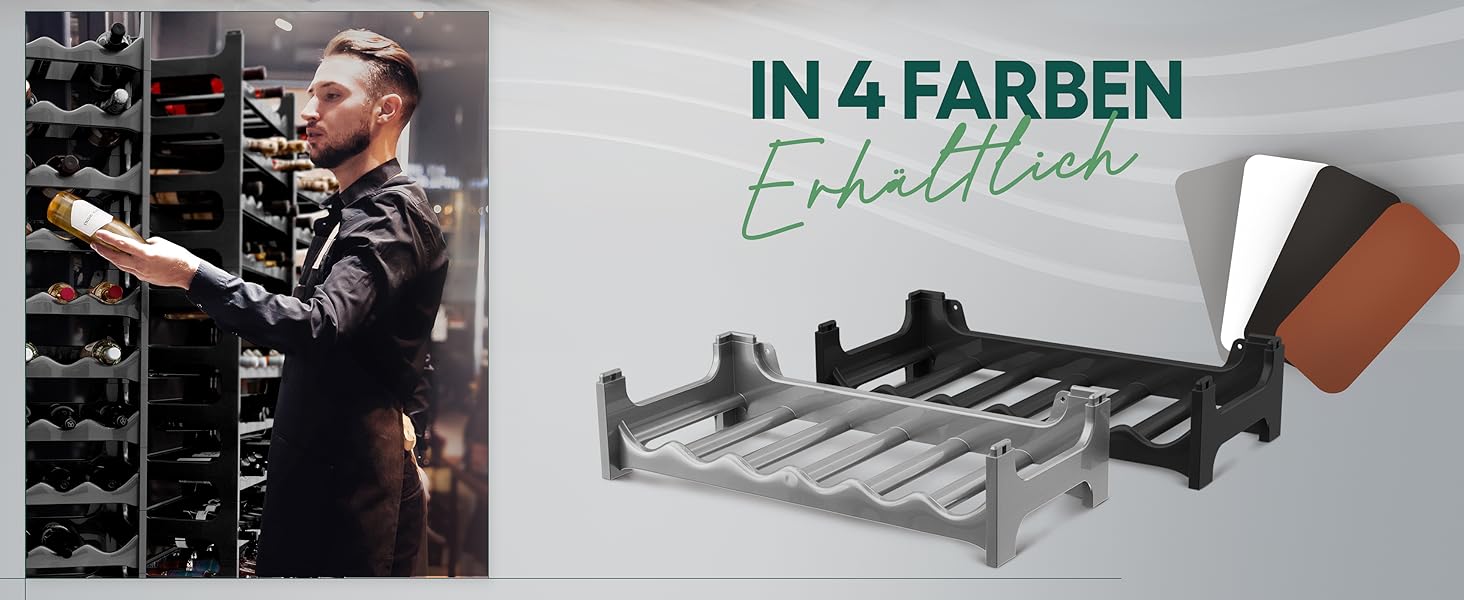 Стійка для пляшок Novaliv на 36 пляшок з переробленого пластику, розширювана, чорна, для вина та напоїв