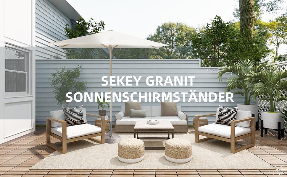 Підставка для парасольки Sekey Granit, сіра 25 кг, для труб 22-38 мм, балконна, стійка, з нержавіючої сталі