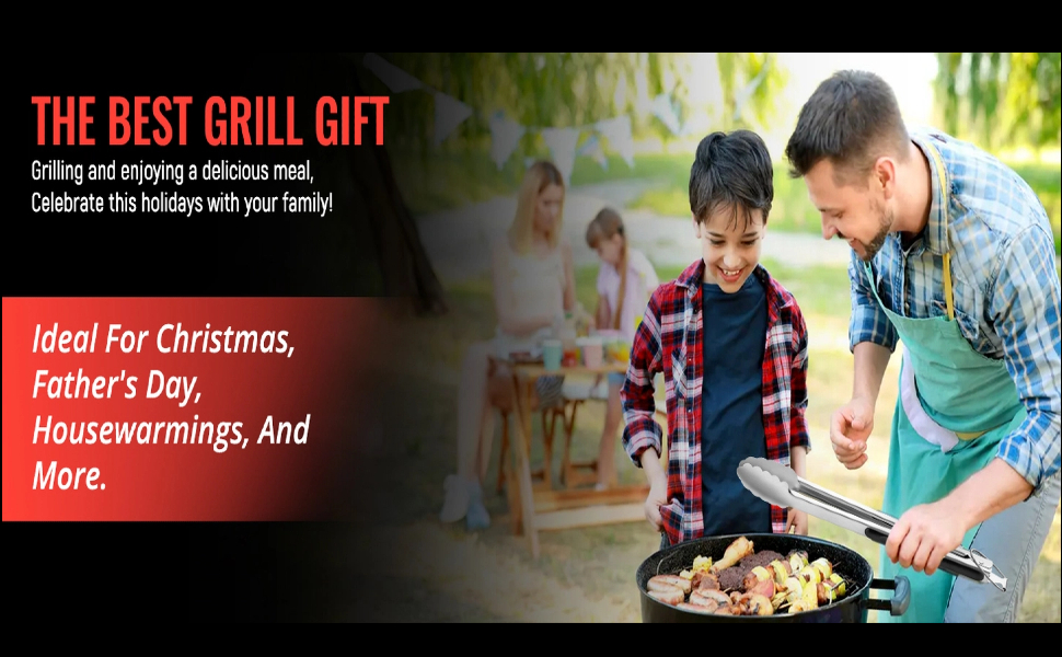 Набір гриль-посуду Profi з нержавіючої сталі: аксесуари для гриля, інструменти для приготування їжі на грилі та барбекю. Чудовий подарунок для чоловіків та жінок. Чорний колір.