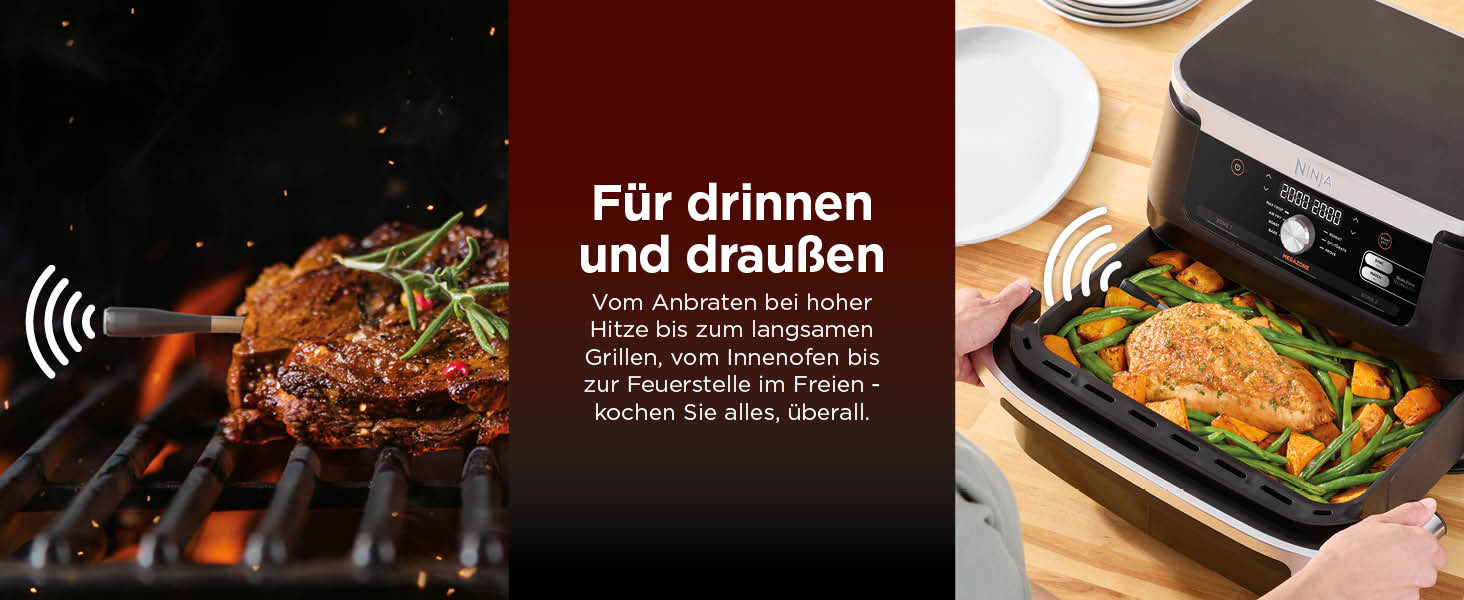 Бездротовий термометр Ninja ProChef для приготування їжі, гриля та Air Fryer, Bluetooth, 50м, водонепроникний