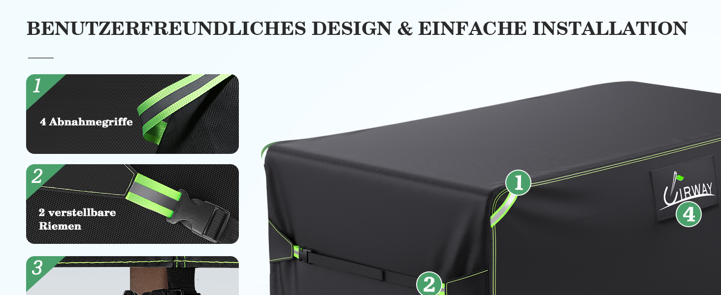 Чохол для садово-патіо меблів UIRWAY 180x120x74 см, водовідштовхуючий, 420D Oxford, з вентиляційними отворами та світловідбиваючими смугами