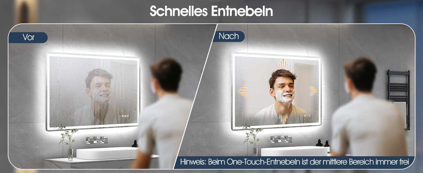 Дзеркало для ванної кімнати S'bagno з підсвічуванням Bluetooth 100x70 см, LED, антизапар, регулювання кольору, IP44