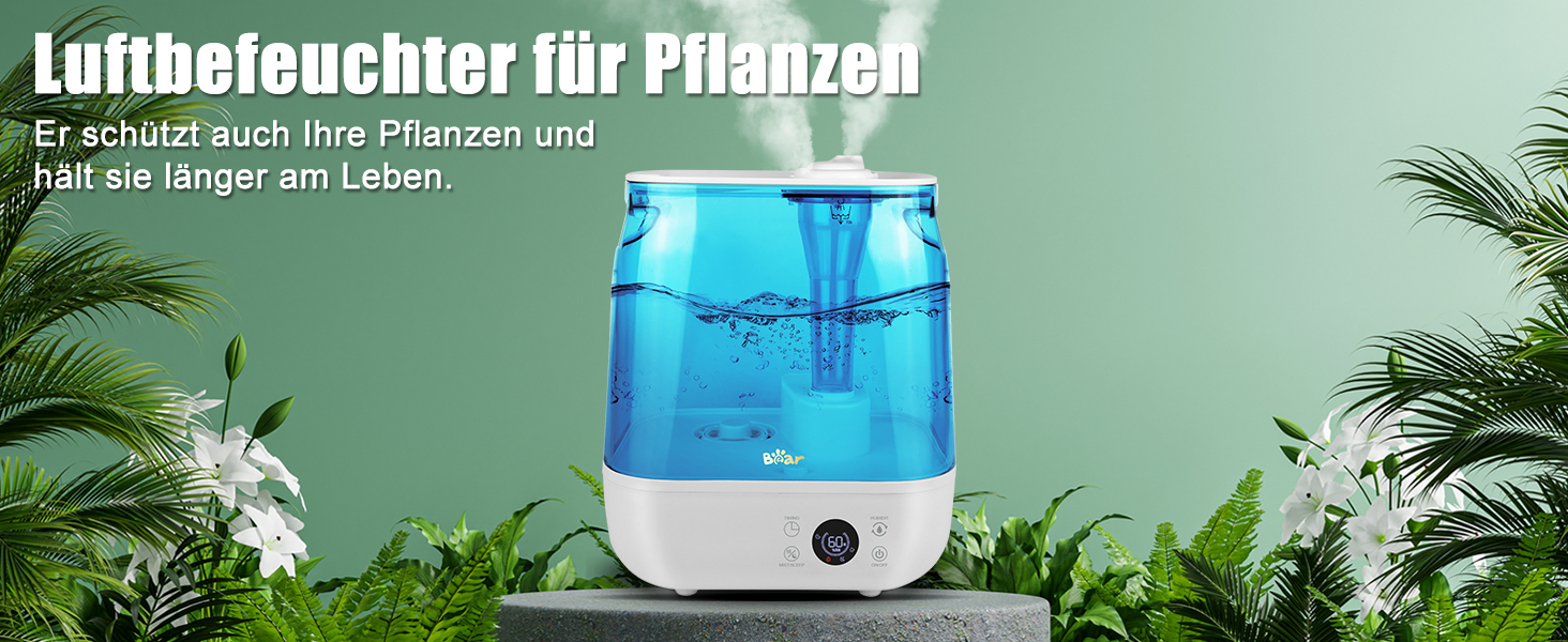 Зволожувач повітря Bear 6 л, таймер, режим сну, постійна вологість, аромат, насадка 360, 28 дБ, для немовлят і рослин