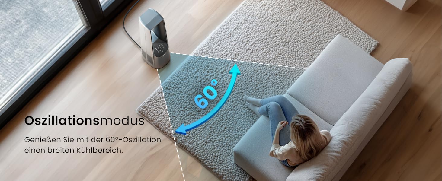 Pro Breeze Tower Fan 101 см без лопатей - вентилятор з LED дисплеєм, 6 швидкостей, 5 режимів, автоколивання 60°, таймер 7 годин (пульт, срібний)