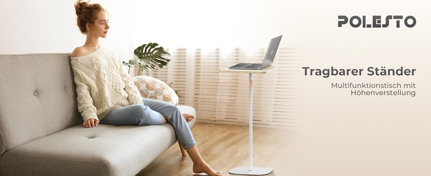 Регульований підставка для ноутбука, мобільний столик для дому, офісу та школи, білий