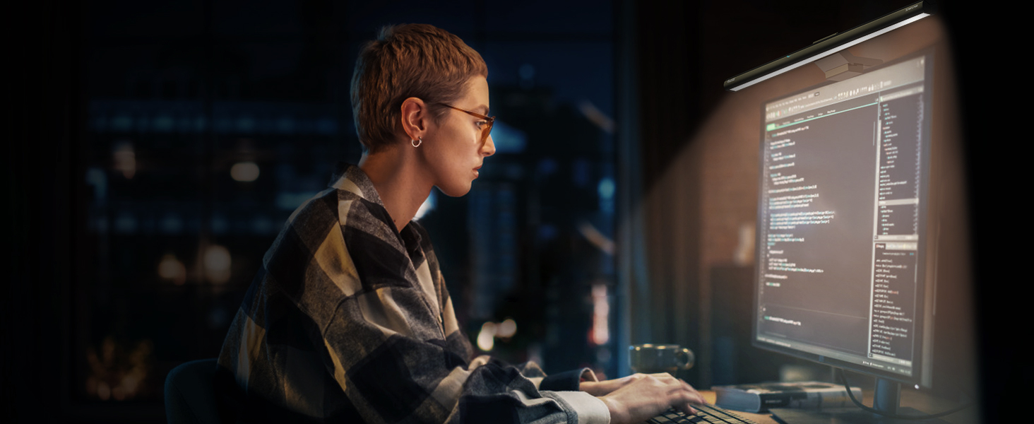 Світлодіодна лампа Quntis для монітора з пультом, 42.5 см, захист від синього світла, USB, для офісу та дому