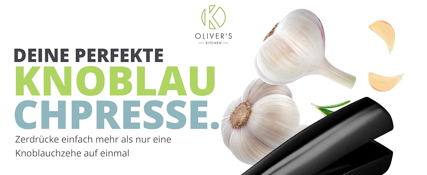 Преміум-прес для часнику Oliver's Kitchen® - зручний та легко миється - подрібнює часник та імбир без лушпиння - міцний, матовий чорний