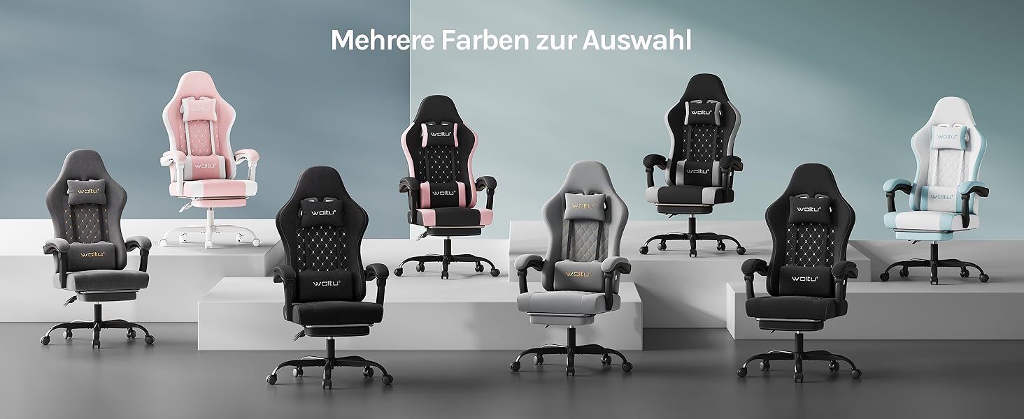 Ігровий крісло WOLTU з масажем, комп'ютерне ергономічне крісло, кишенькові пружинні подушки, масаж попереку, підголовник, підніжка, поворотне крісло, 150 кг, сітчаста тканина, сірий+жовтий