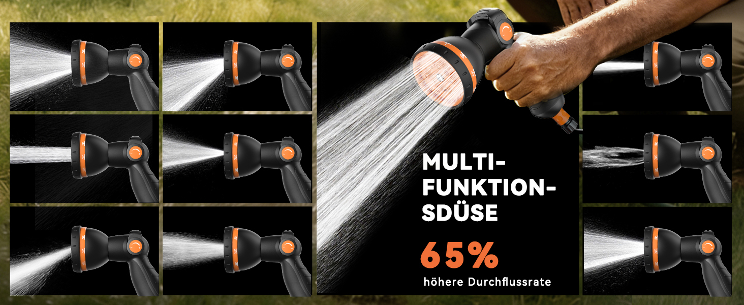 Шланговий барабан SUNPOW настінний 30м, 16 мм - автоматичний згортач з фіксацією, поворотна стіна, 10 функцій для саду, тераси та двору