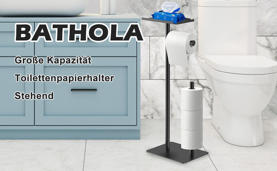 Підлоговий тримач туалетного папіру Bathola чорний