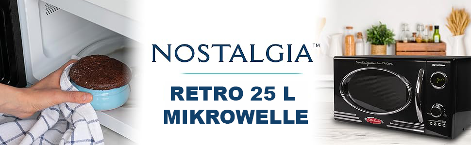Мікрохвильова піч Nostalgia NRMO9RR Ретро 25,5л 800Вт червона з 12 програмами та цифровим годинником