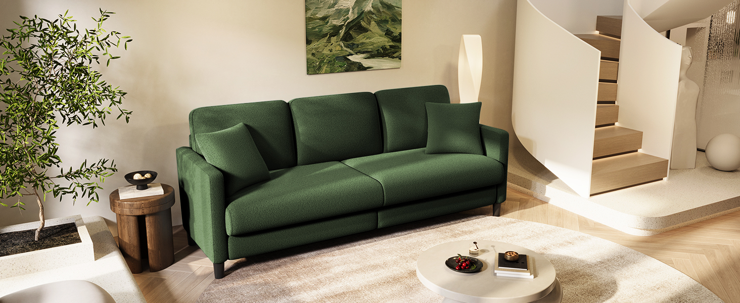 Зручне диванчик для підліткової кімнати: компактний диван на 2 місця з масиву дерева (зелений, 211 см)