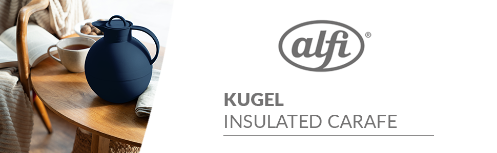 Термокружка Alfi KUGEL 0.94л, темно-синій матовий пластик, з термоізоляцією, з скляною вставкою, з поворотним закриттям, дизайнерська модель, кулькоподібна термокружка, ідеальна для кави та чаю, BPA-free, 940 мл, темно-синій матовий