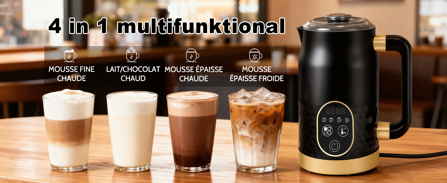 Електричний піноутворювач молока 4-в-1 з контролем температури для капучино та лате