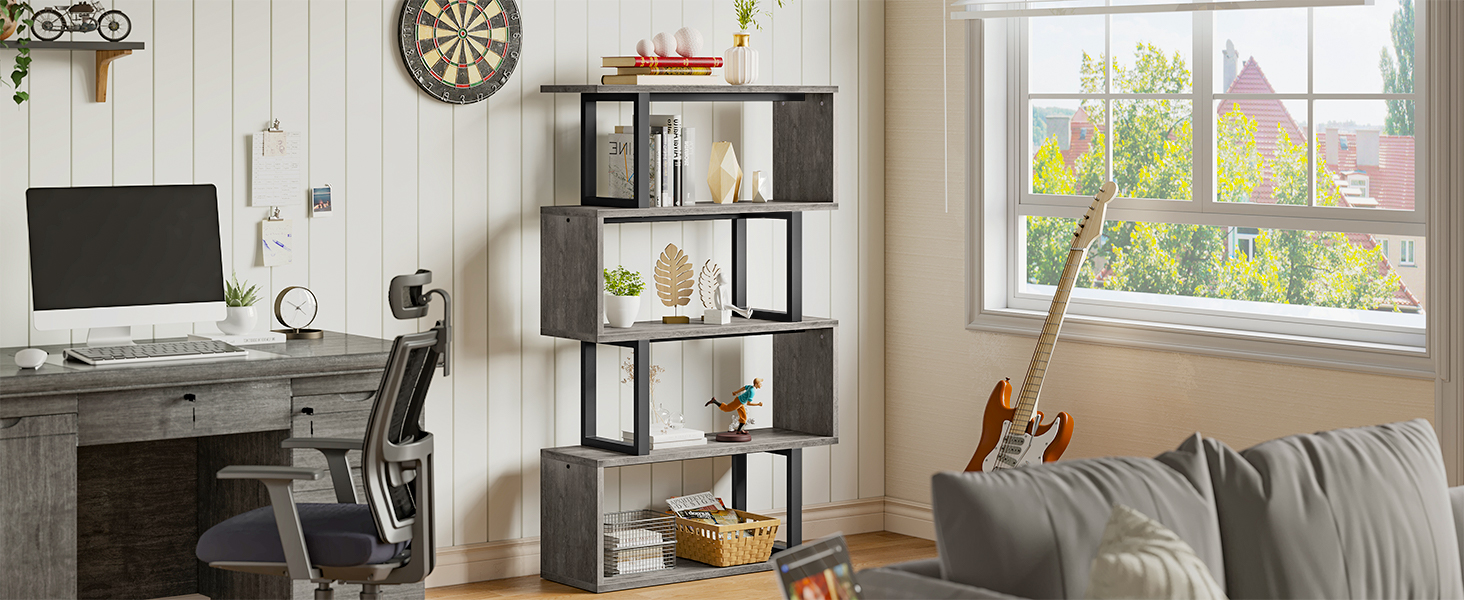Стильна полиця-стелаж YITAHOME 5-ярусна сірого кольору, 30x80x145 см – для вітальні, спальні, офісу