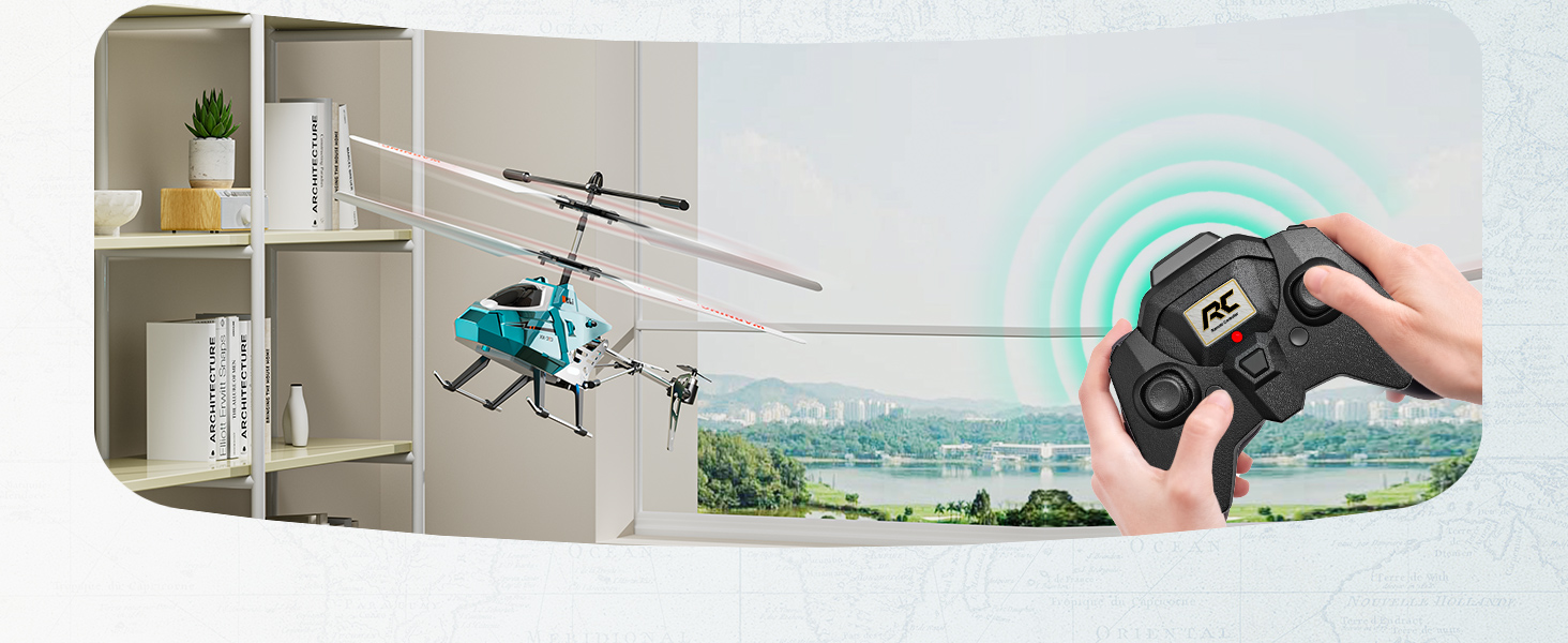 RC Гелікоптер XIKOTEC на радіокеруванні з 2 акумуляторами, LED підсвічуванням, автоматичним злетом/посадкою - іграшка для хлопчиків від 8 років, синій