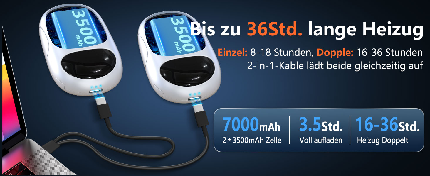 Електричні грілки для рук DDKJ - 2 шт. з LED-дисплеєм та 3 рівнями нагріву. Магнітні, багаторазові, для дітей, чоловіків, жінок. Білий великий екран.
