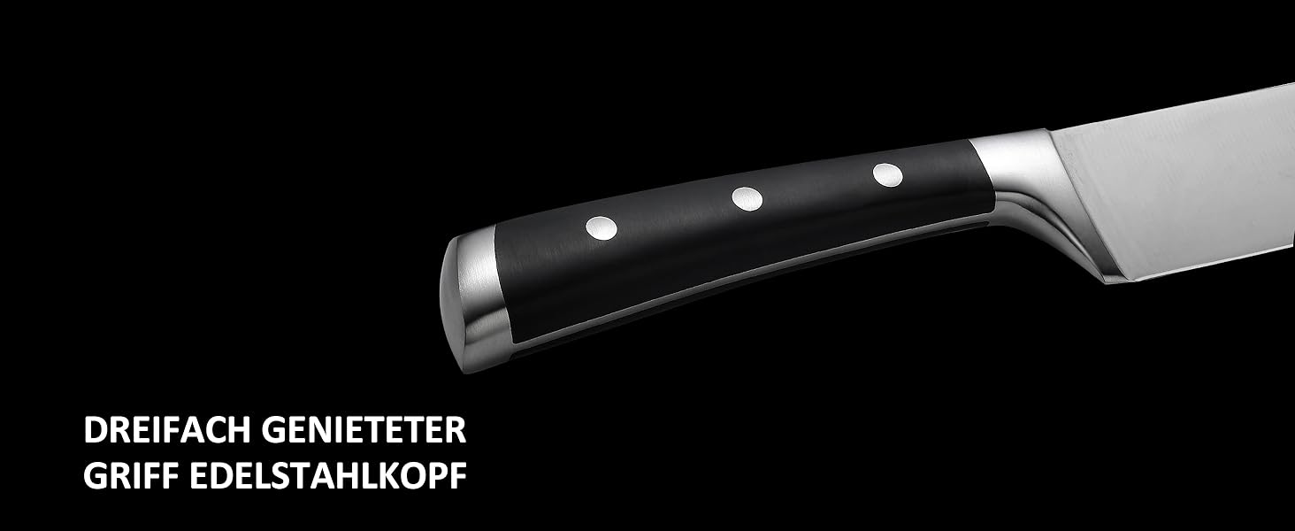 Набір ножів Paudin 7 предметів з дерев'яним блоком: кухонні ножі з нержавіючої сталі та ABS ручками