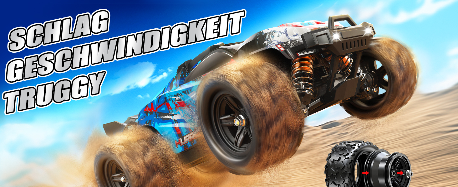 RC Автомобіль 1:18 Monstertruck 4WD, Повнопривідний позашляховик 40 км/год з металевим редуктором та 2x акумуляторами 1300mAh, Синій - для дорослих та дітей від 10 років