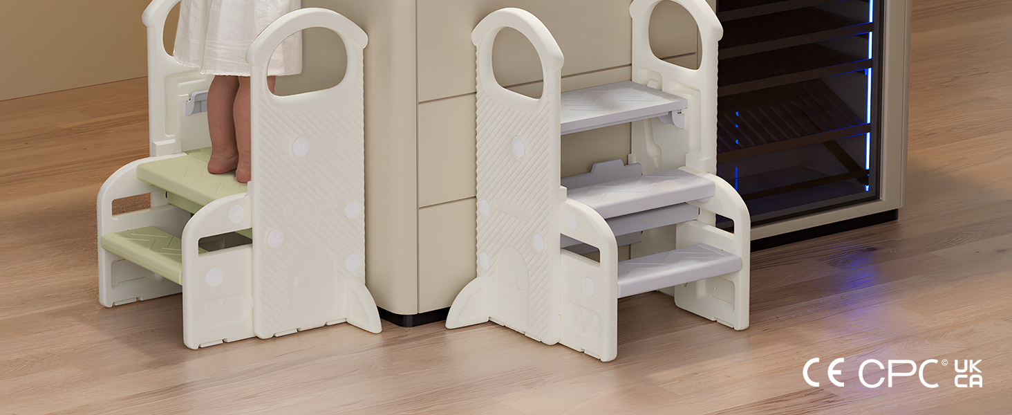 Дитячий тривалий стільчик Hoopyosms з регулюванням висоти, складний, з поручнями, антиковзкий, для ванної та кухні, сірий