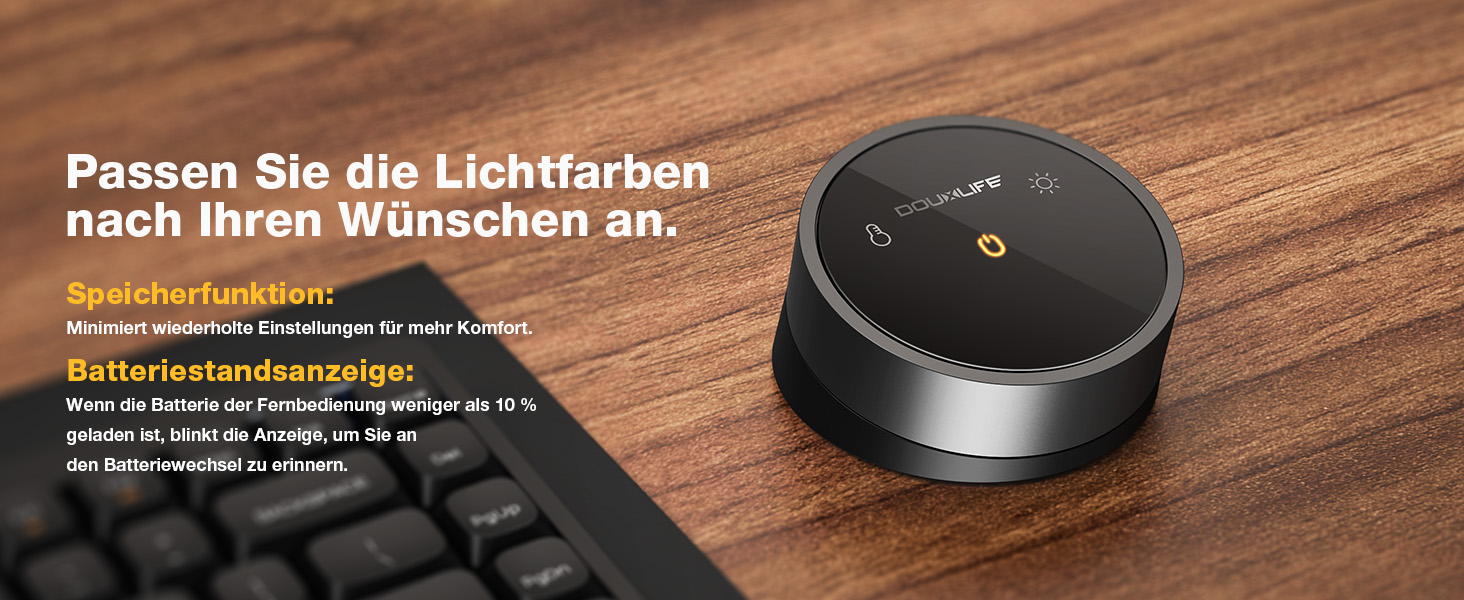 LED-лампа для монітора Douxlife Screenbar з сенсорним керуванням та пультом, USB-зарядка, регулювання яскравості та кольорової температури, захист очей для ПК (сіра)