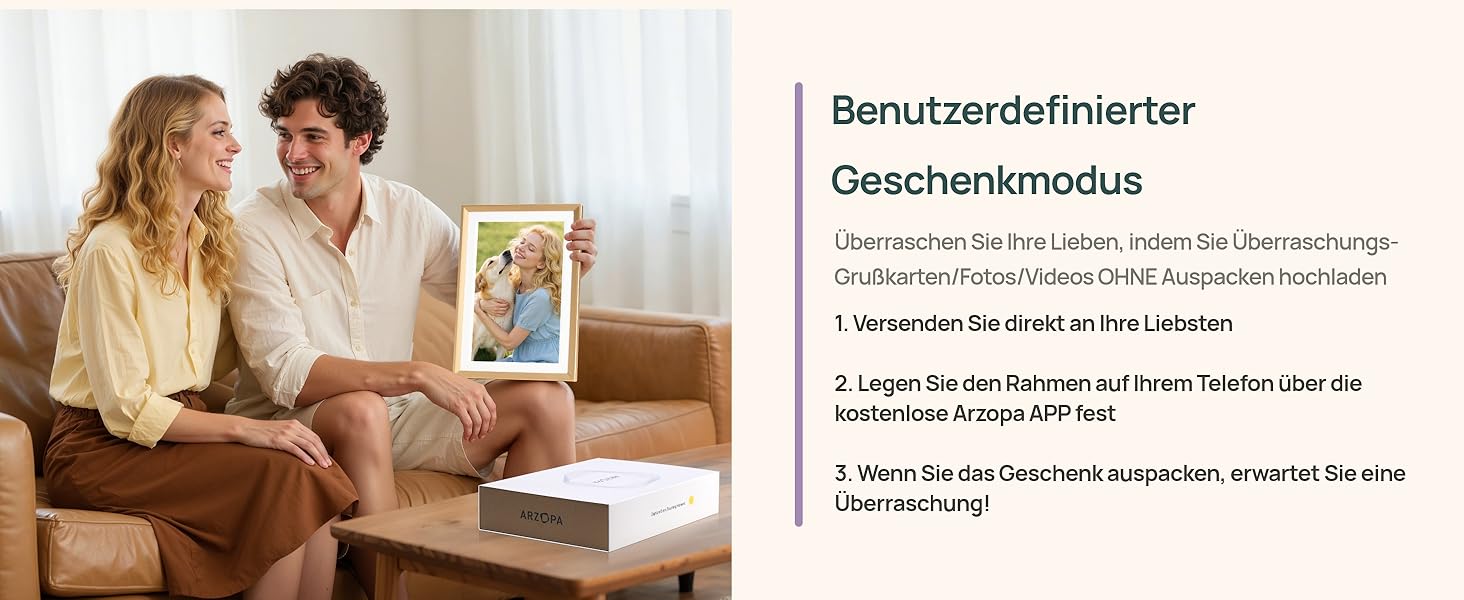 ARZOPA D10: Металевий цифровий рамка для фото 10.1' з хмарним сховищем, сенсорний екран HD, без підписки, для обміну фото та відео, індивідуальна привітальна картка - D10 Gold