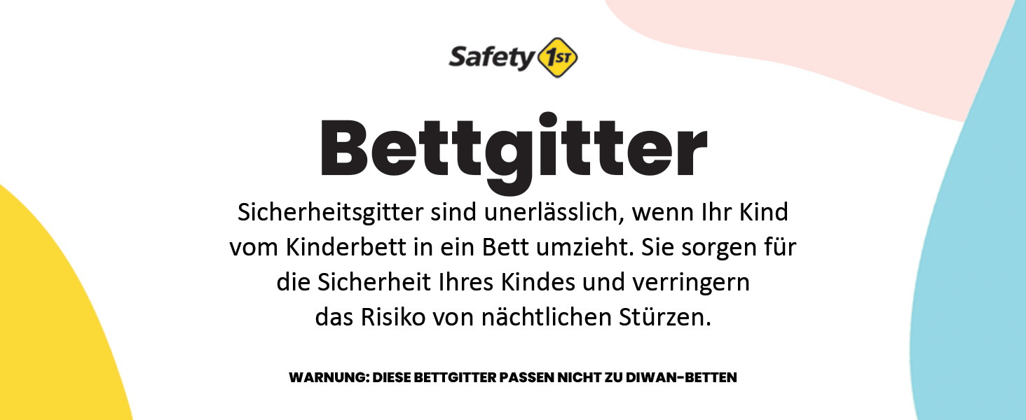 Бортик для ліжка Safety 1st портативний, сірий (18 міс. – 5 років) – захист від випадання, легкий монтаж, автоматичний замок