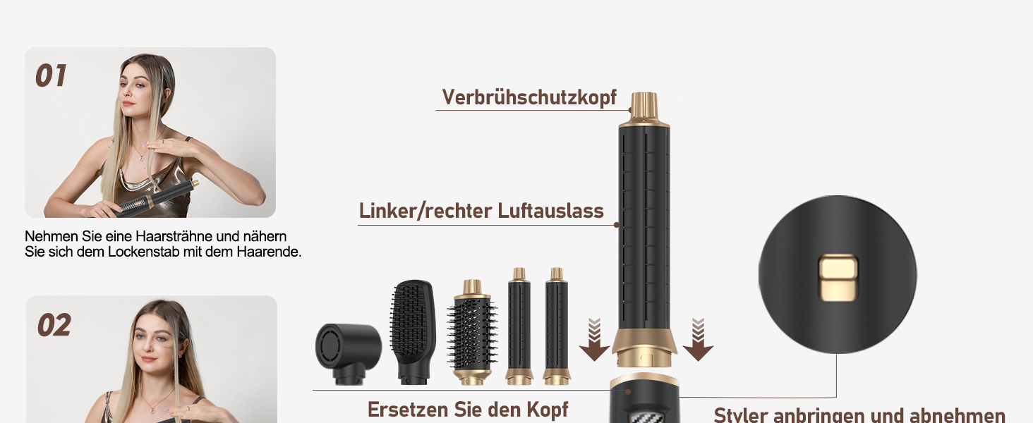 Airstyler 5 в 1 1000W Blacks: Фен-щітка, випрямляч, плойка для волосся