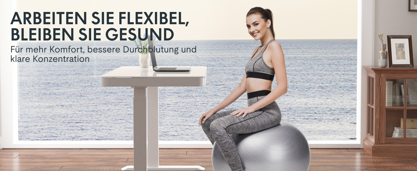 Електричний регульований стіл FLEXISPOT з підняттям, з USB та ящиком, скляна панель 120 x 60 см (сніжно-білий)