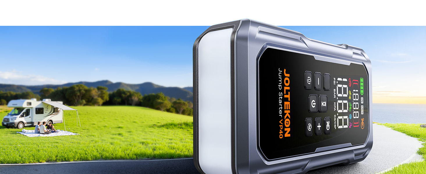 Пусковий пристрій (бустер) 7000A для авто: Powerbank для бензинових та дизельних двигунів (до 12.0L), з компресором 160 PSI, надувним насосом, LED-ліхтарем 800 Лм та LCD-дисплеєм